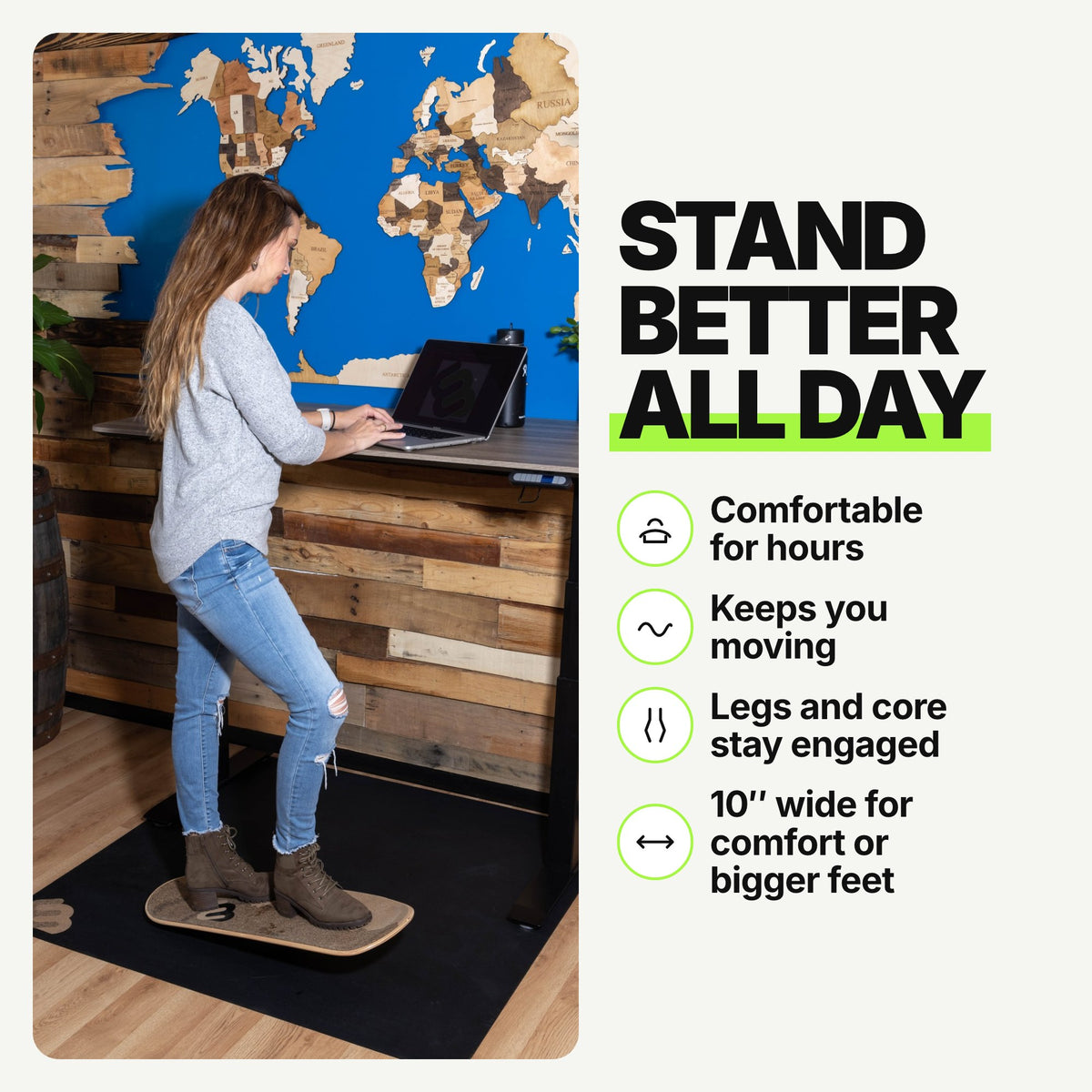 Whirly Desk Rider | Wide Standing Desk Balance Board