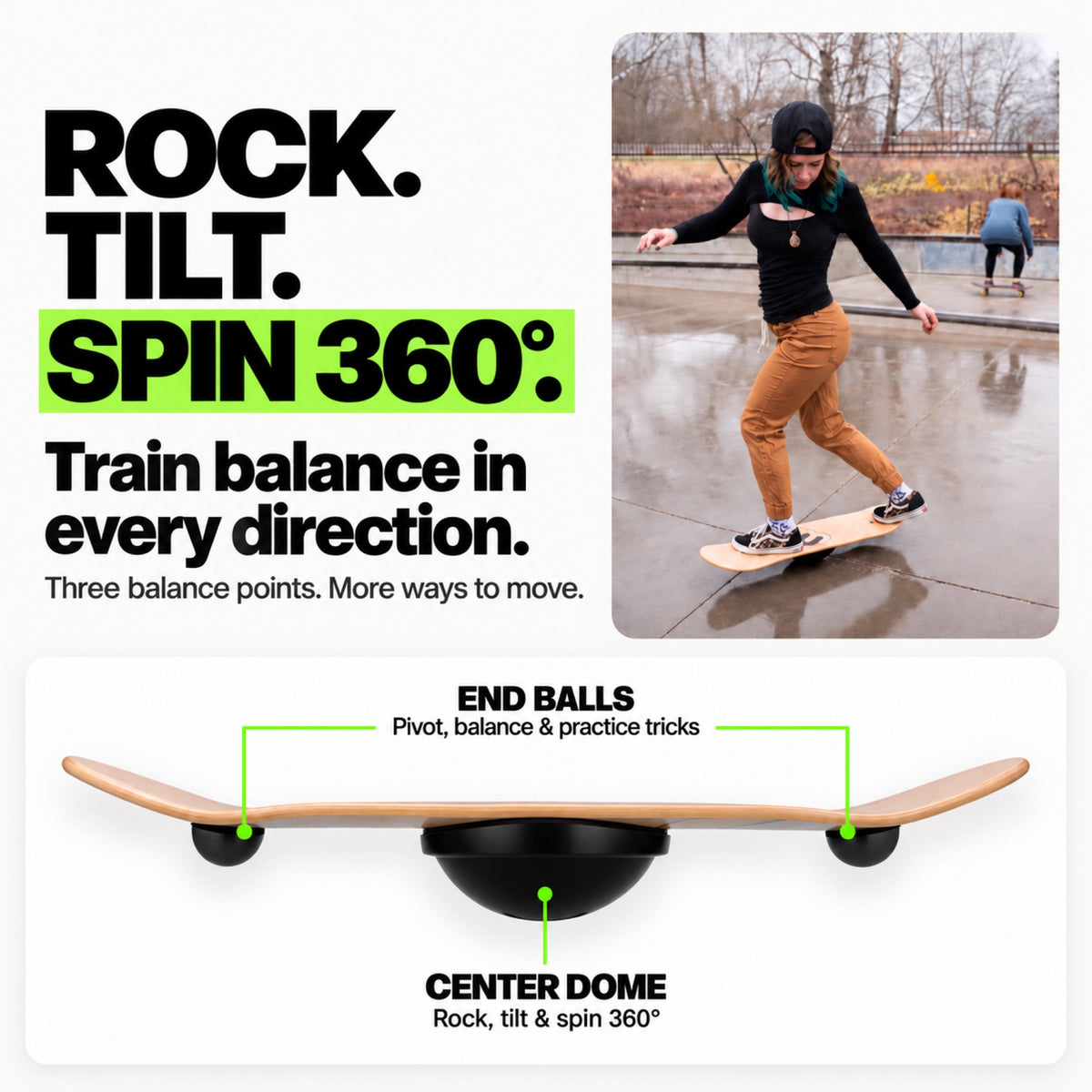 Rock, tilt and spin 360 degrees — Sport 360 center dome and end balls explained