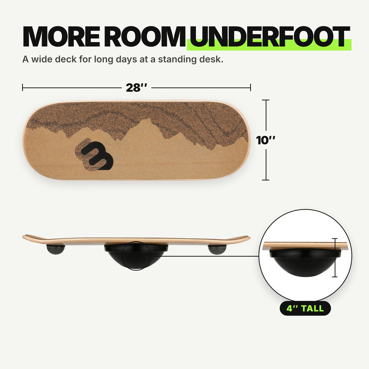 Whirly Desk Rider | Wide Standing Desk Balance Board
