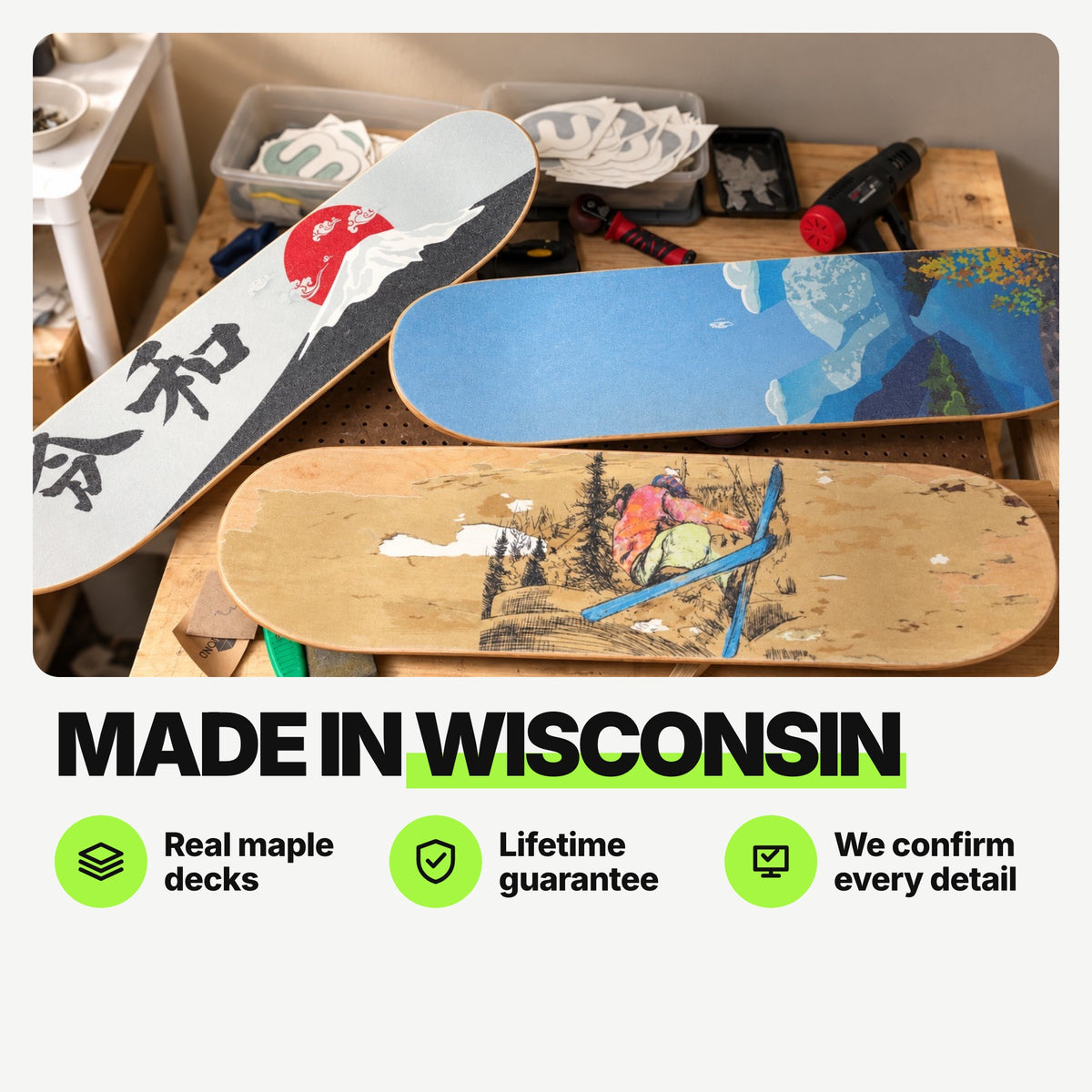 Custom Whirly Boards made in our Wisconsin shop