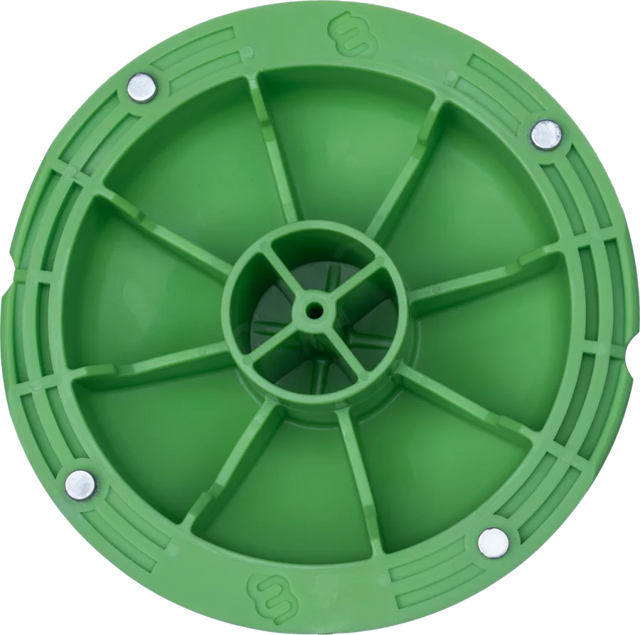 The underside of the green MagLock3 ball, showing its four magnets