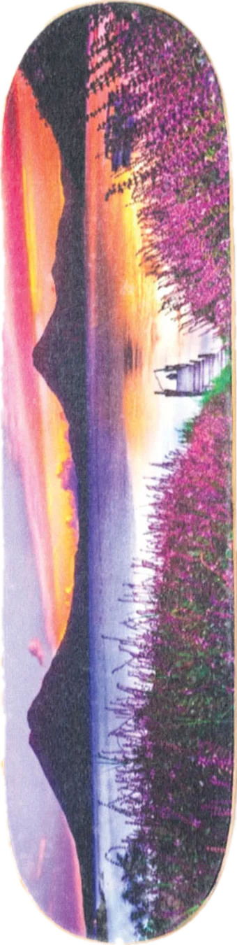 Custom Whirly Board: mountain lake sunset