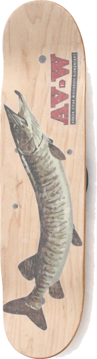 Custom Whirly Board: AV-W muskie mascot