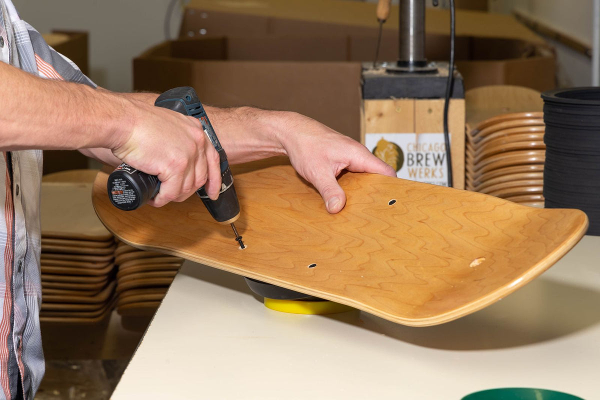Drilling a deck in the workshop