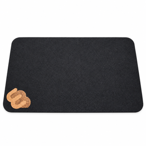 Desk Whirly Mat in recycled black rubber with cork WB logo